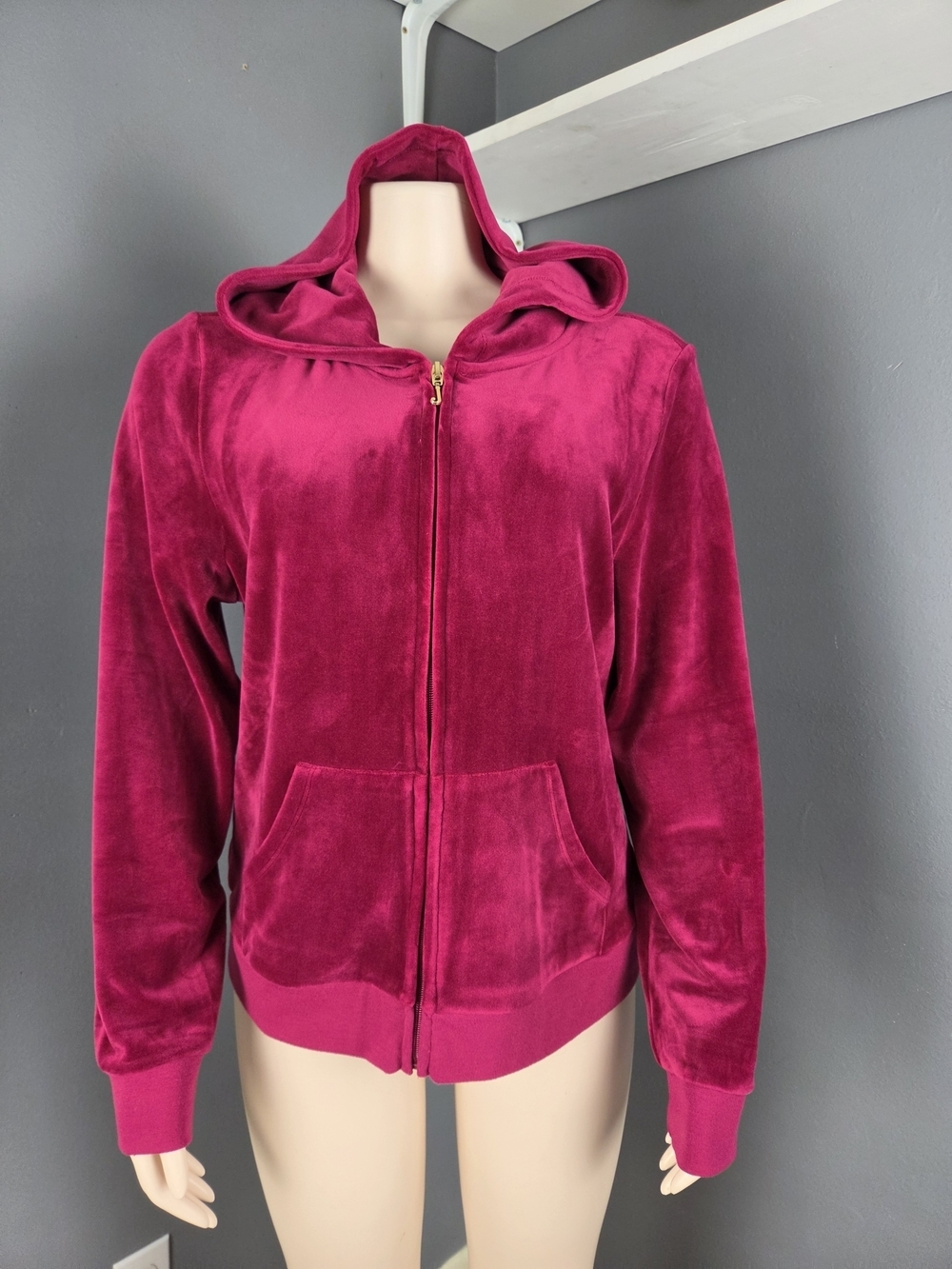 Juicy Couture Magenta Velour Zip Hoodie